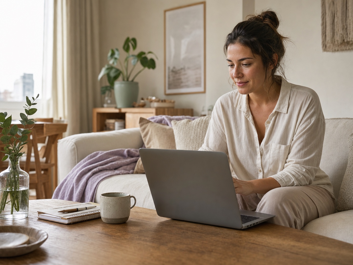 Persona participando de una consulta online desde su hogar